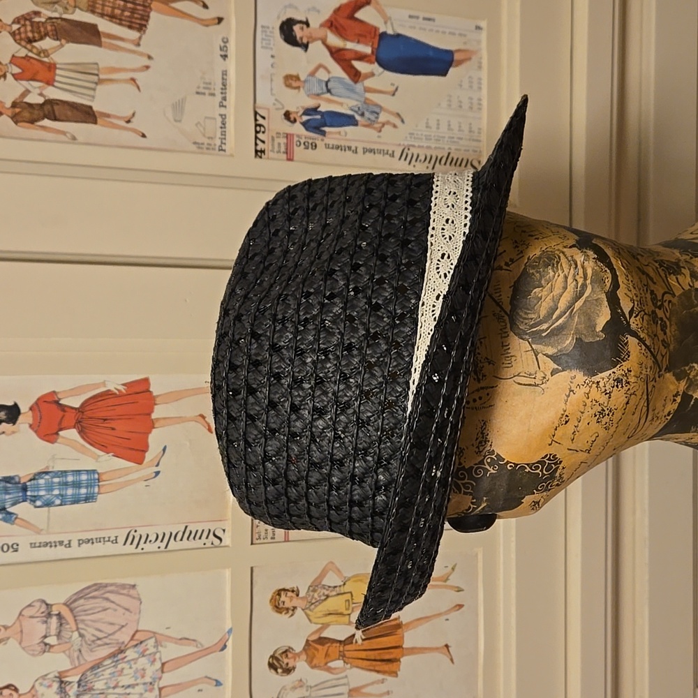 Black Straw Derby Hat - image 3